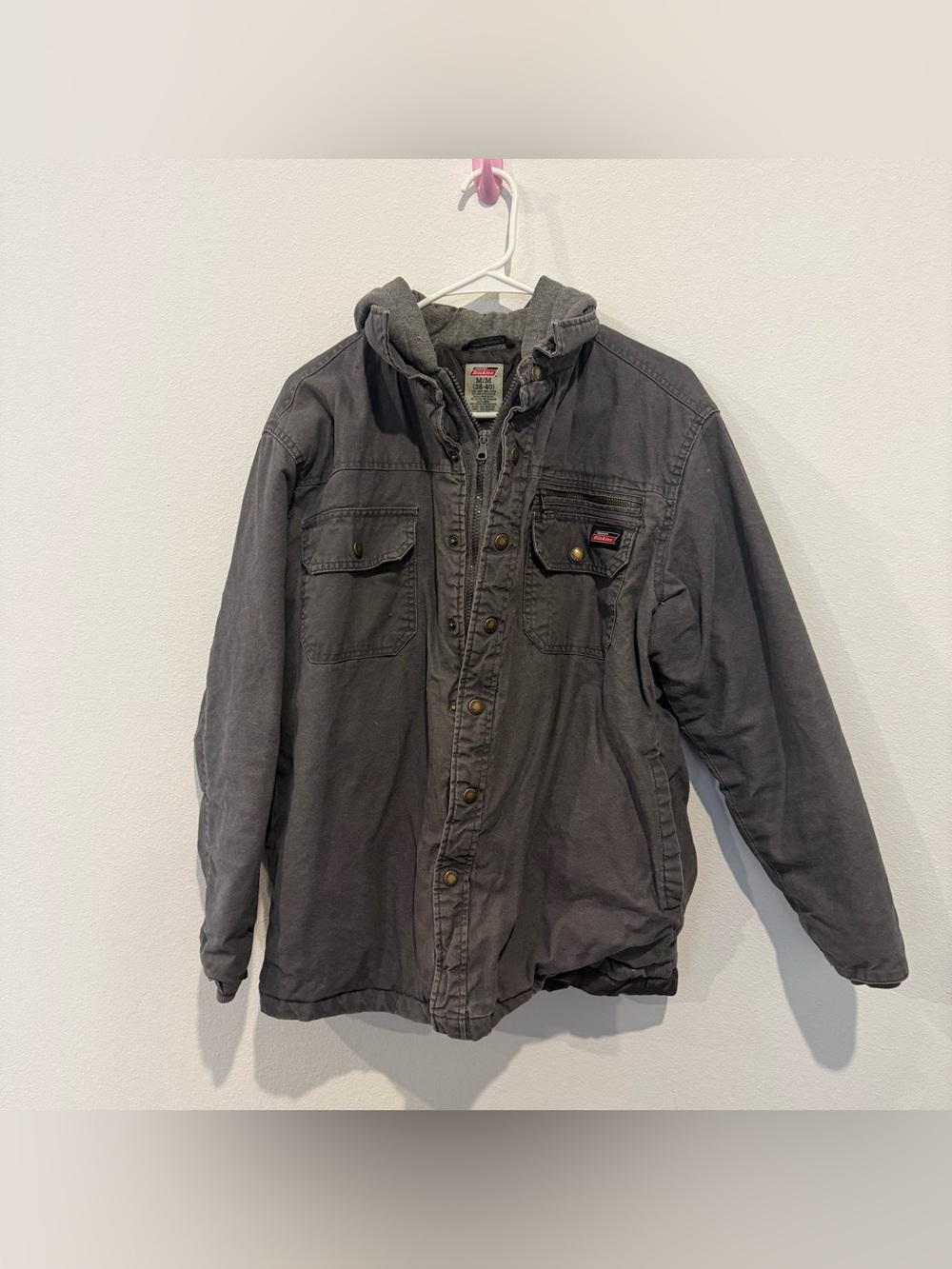 Dickies Men's Charcoal Hooded Field Jacket size medium